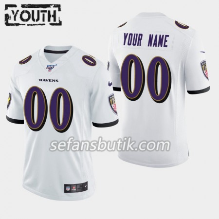 Baltimore Ravens Tröjor Custom Nike Vit 100th - Barn